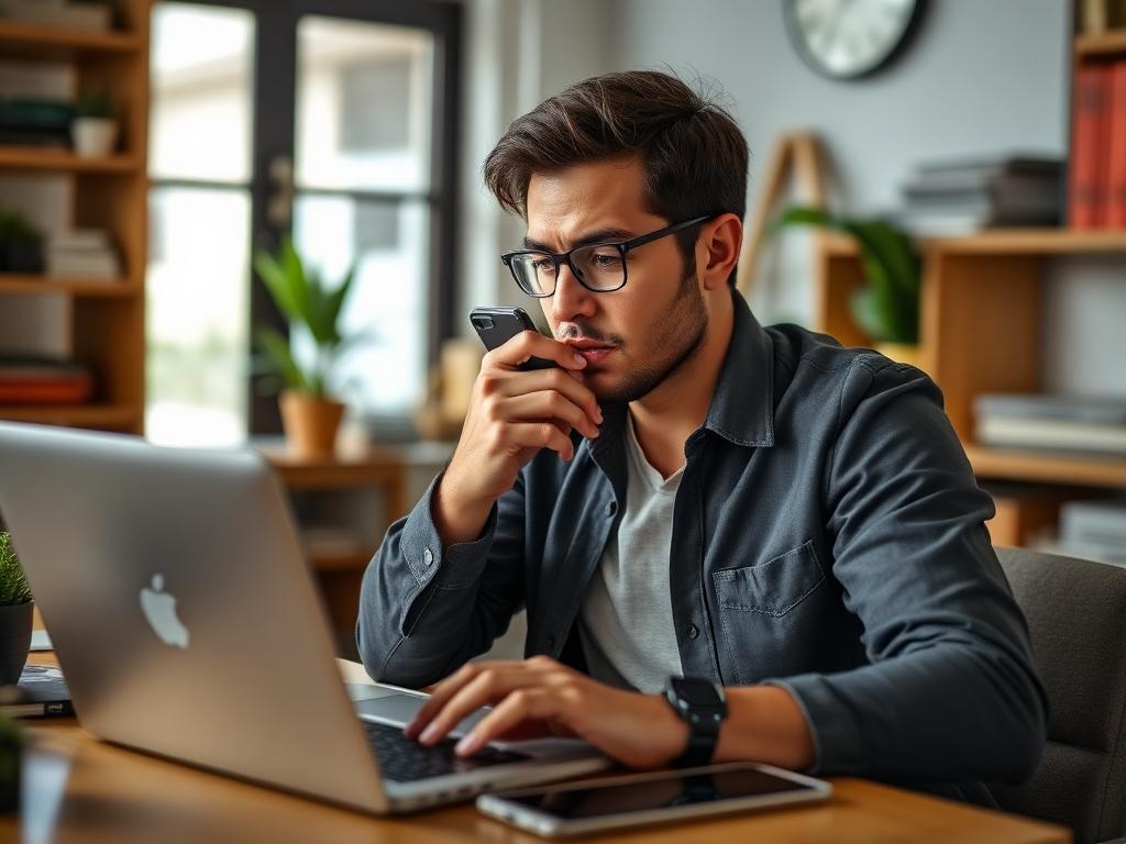 Emprendedor revisando saldo bancario en laptop